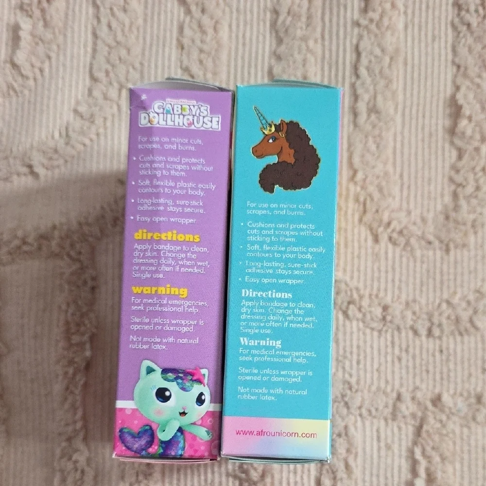 Gabby's Dollhouse And Afro Unicorn Adhesive Bandages,‎ 13 Boxes, New
